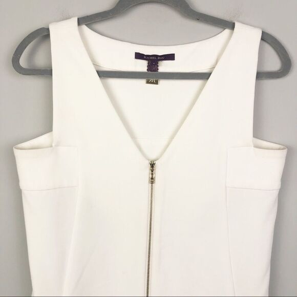 RACHEL ROY | Creamy White Zip Front Mini Dress 4 - Picture 5 of 11